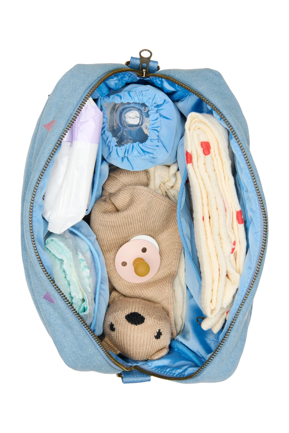 Denim Stroller Organizer | Light Blue Hearts