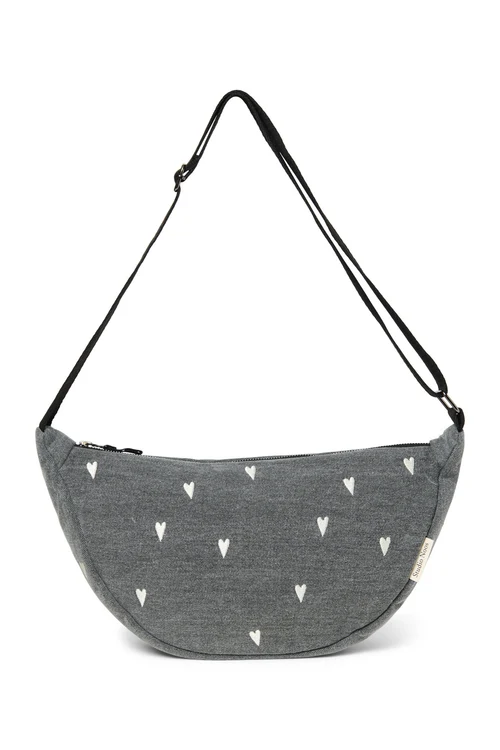 Denim Adult Fanny Pack | Grey Hearts