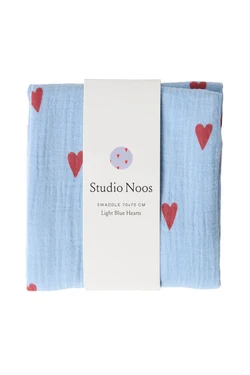Swaddle Print Medium | Light Blue Hearts