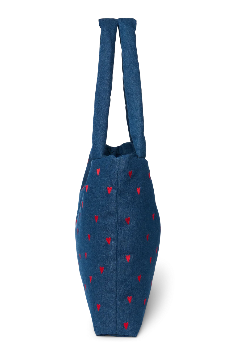 Denim Mom Bag | Dark Blue Red Hearts