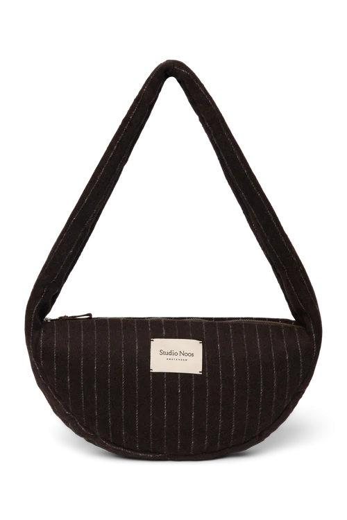 Flannel Chalkstripe Mini Cross Body Bag | Brown