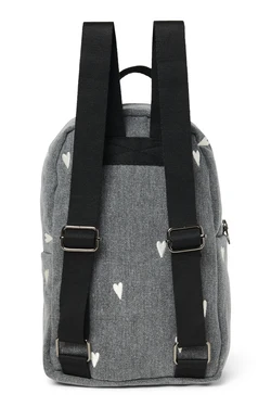 Denim Mini Backpack | Grey Hearts