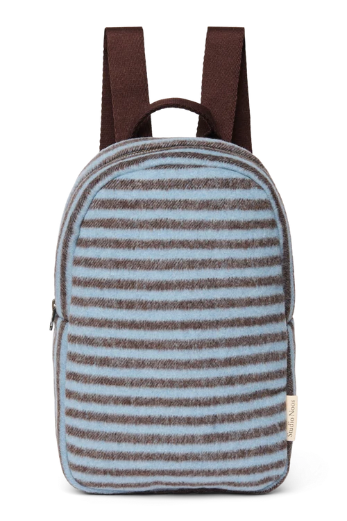Stripy Wool Mini Backpack | Light Blue / Brown
