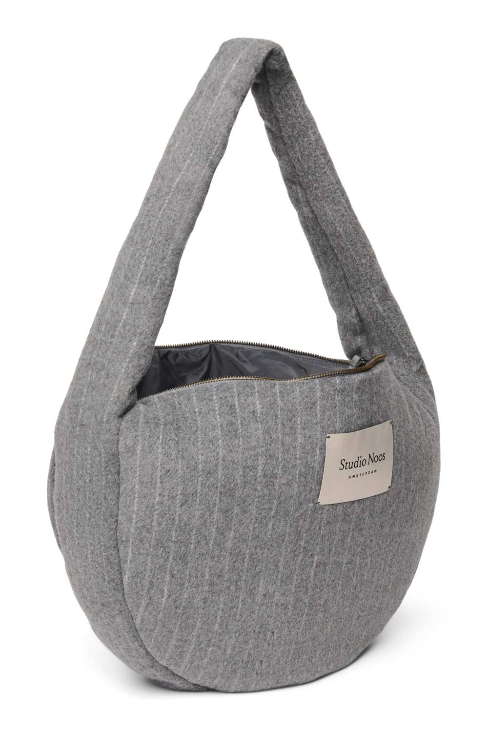 Flannel Chalkstripe Cross Body Bag | Light Grey