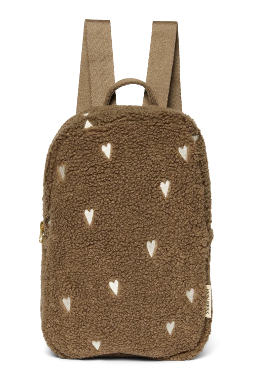 Teddy Mini Backpack | Brown Hearts