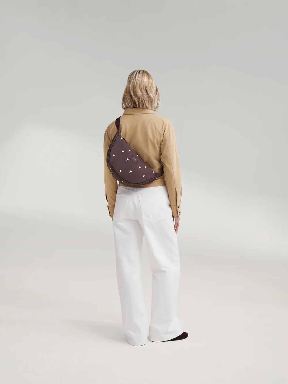 Puffy Adult Fanny Pack | Brown Hearts