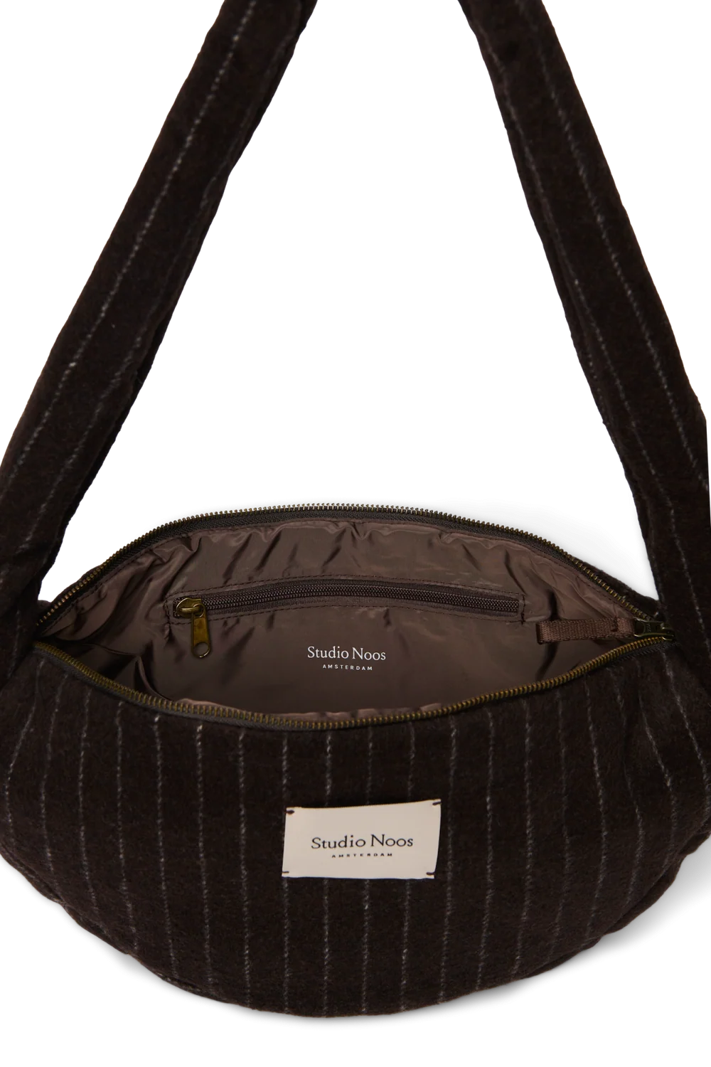 Flannel Chalkstripe Mini Cross Body Bag | Brown