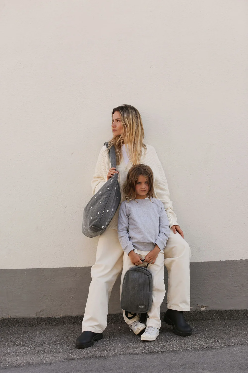 Denim Mini Backpack | Grey