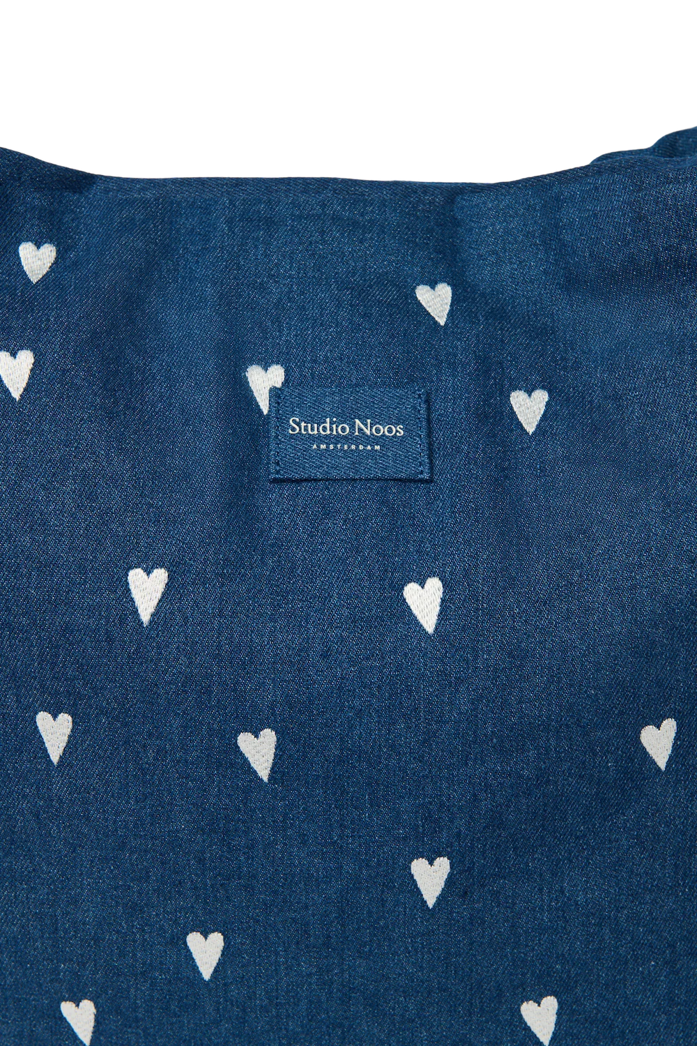 Denim Mom Bag | Dark Blue White Hearts