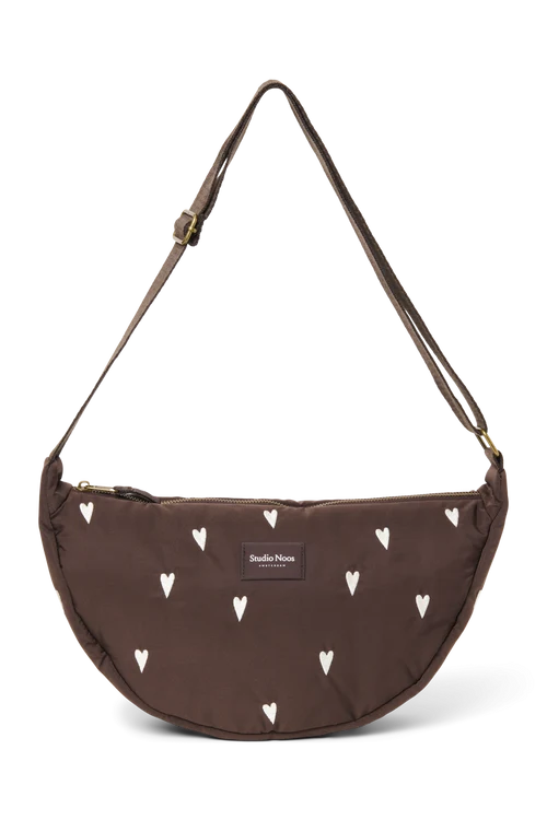 Puffy Adult Fanny Pack | Brown Hearts