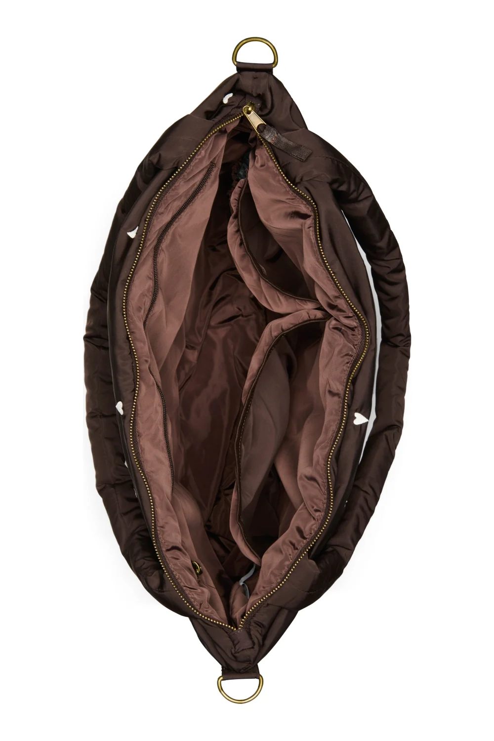 Puffy Diaper Bag | Brown Hearts