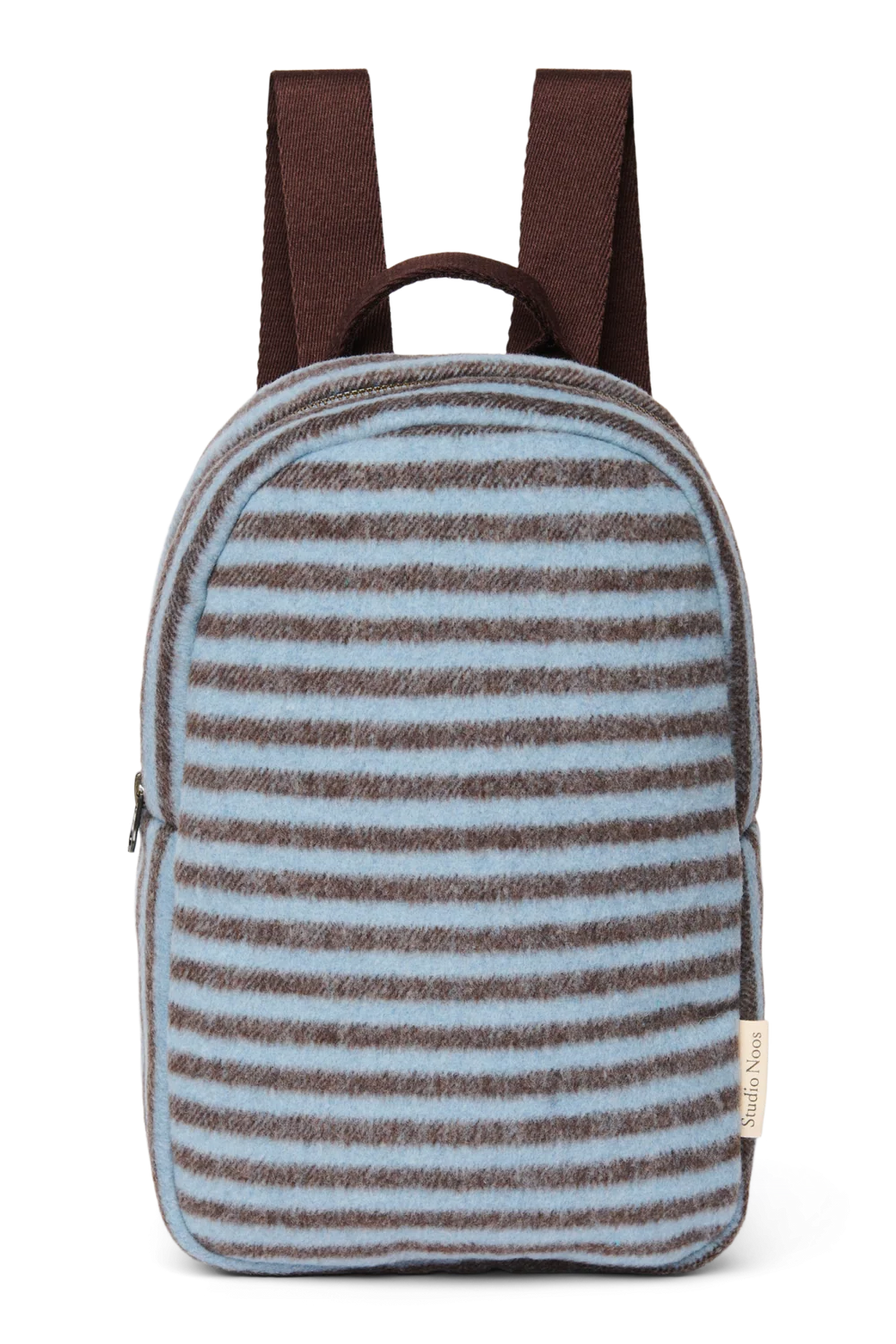 Stripy Wool Mini Backpack | Light Blue / Brown
