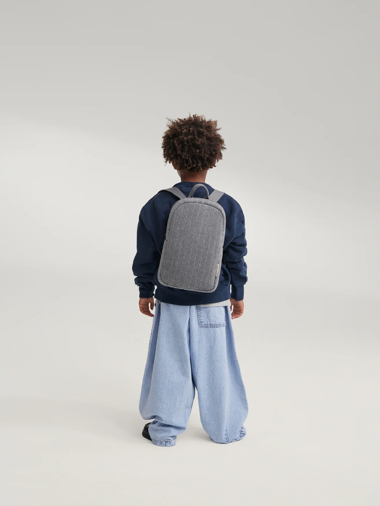 Flannel Chalkstripe Mini Backpack | Light Grey