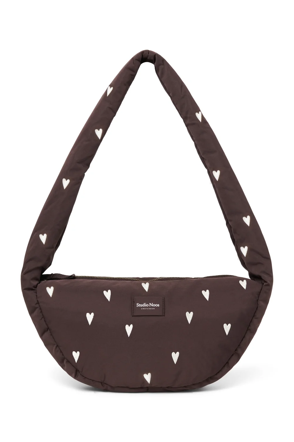 Puffy Mini Cross Body Bag | Brown Hearts