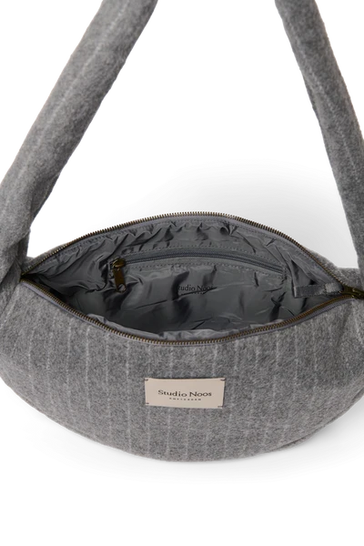 Flannel Chalkstripe Mini Cross Body Bag | Light Grey