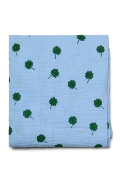 Swaddle Print Large | Light Blue Clover