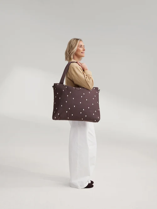 Puffy Diaper Bag | Brown Hearts