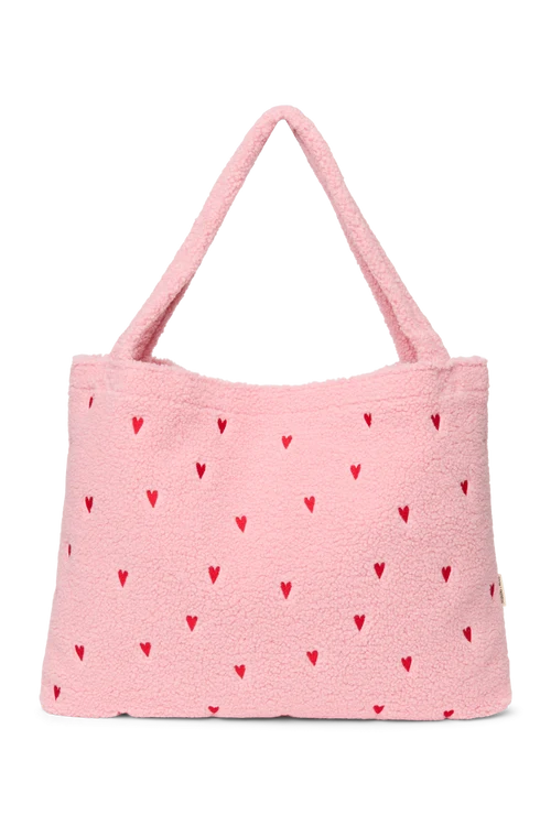 Teddy Mom Bag | Light Pink Hearts