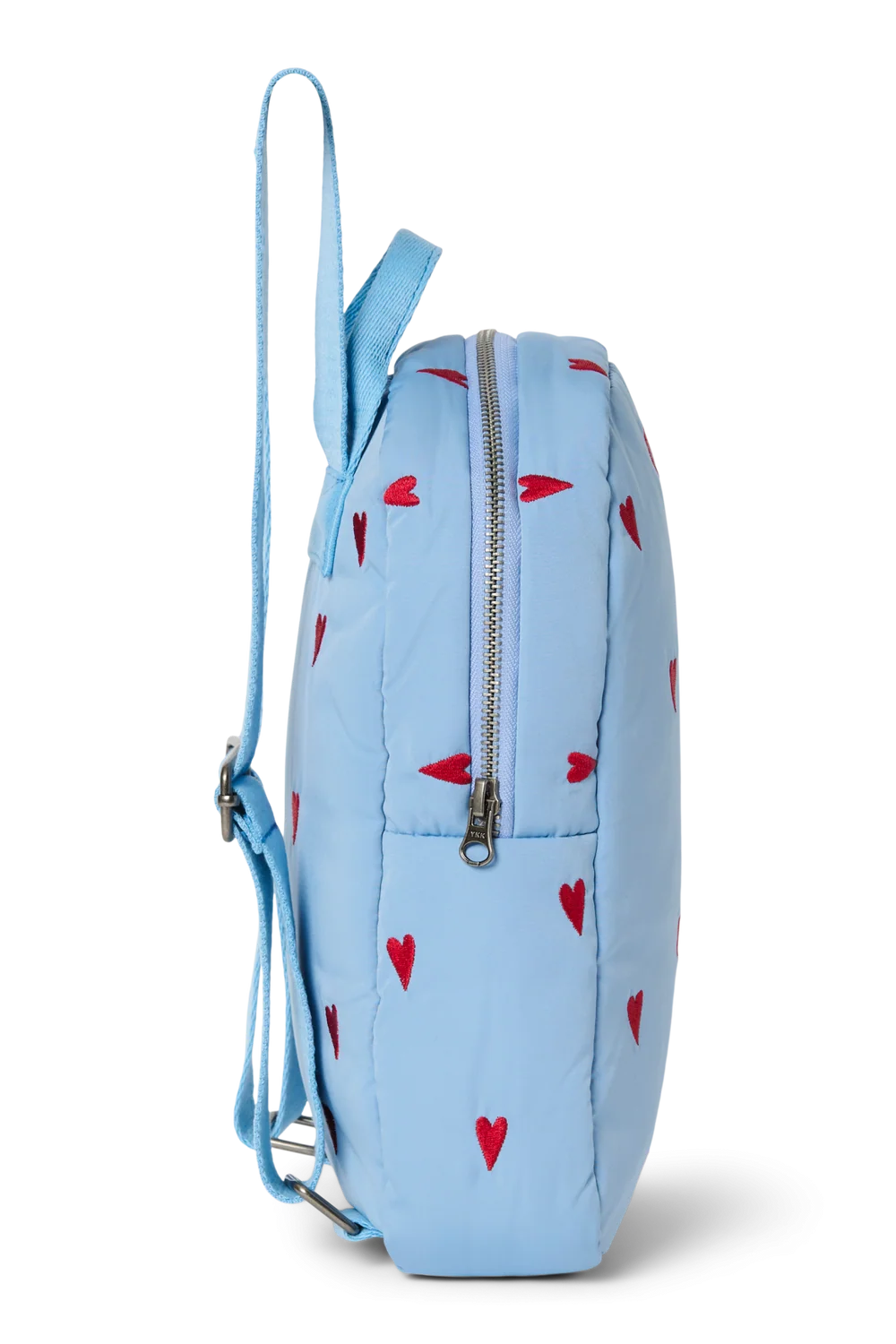 Puffy Mini Backpack | Light Blue Hearts