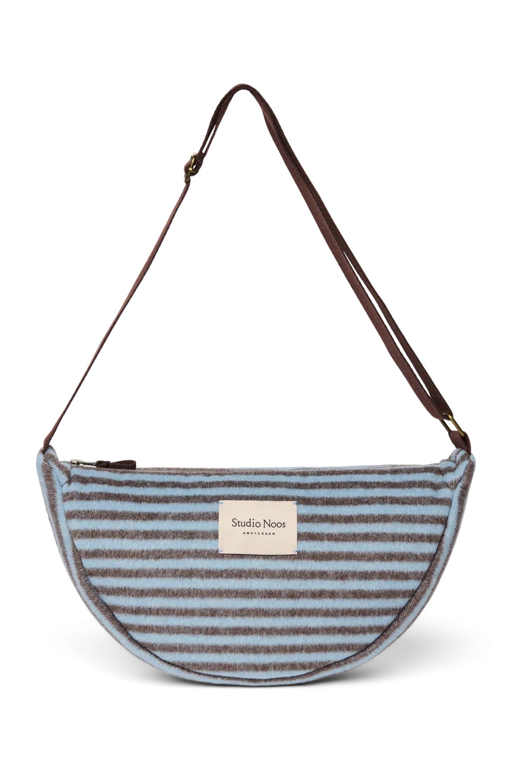 Stripy Wool Adult Fanny Pack | Light Blue / Brown
