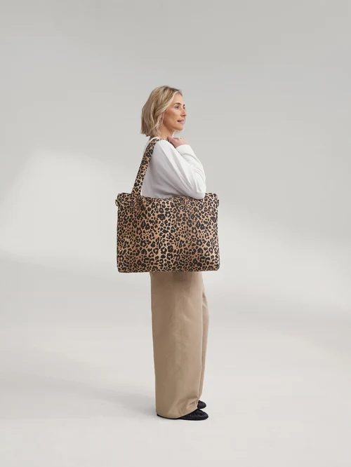 Cotton Diaper Bag | Brown Leopard