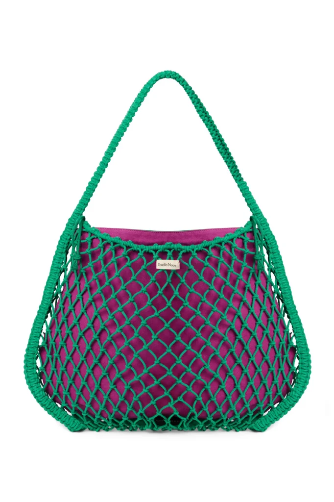 Purple-Green Reversible Insert | Green Macramé Mom Bag with