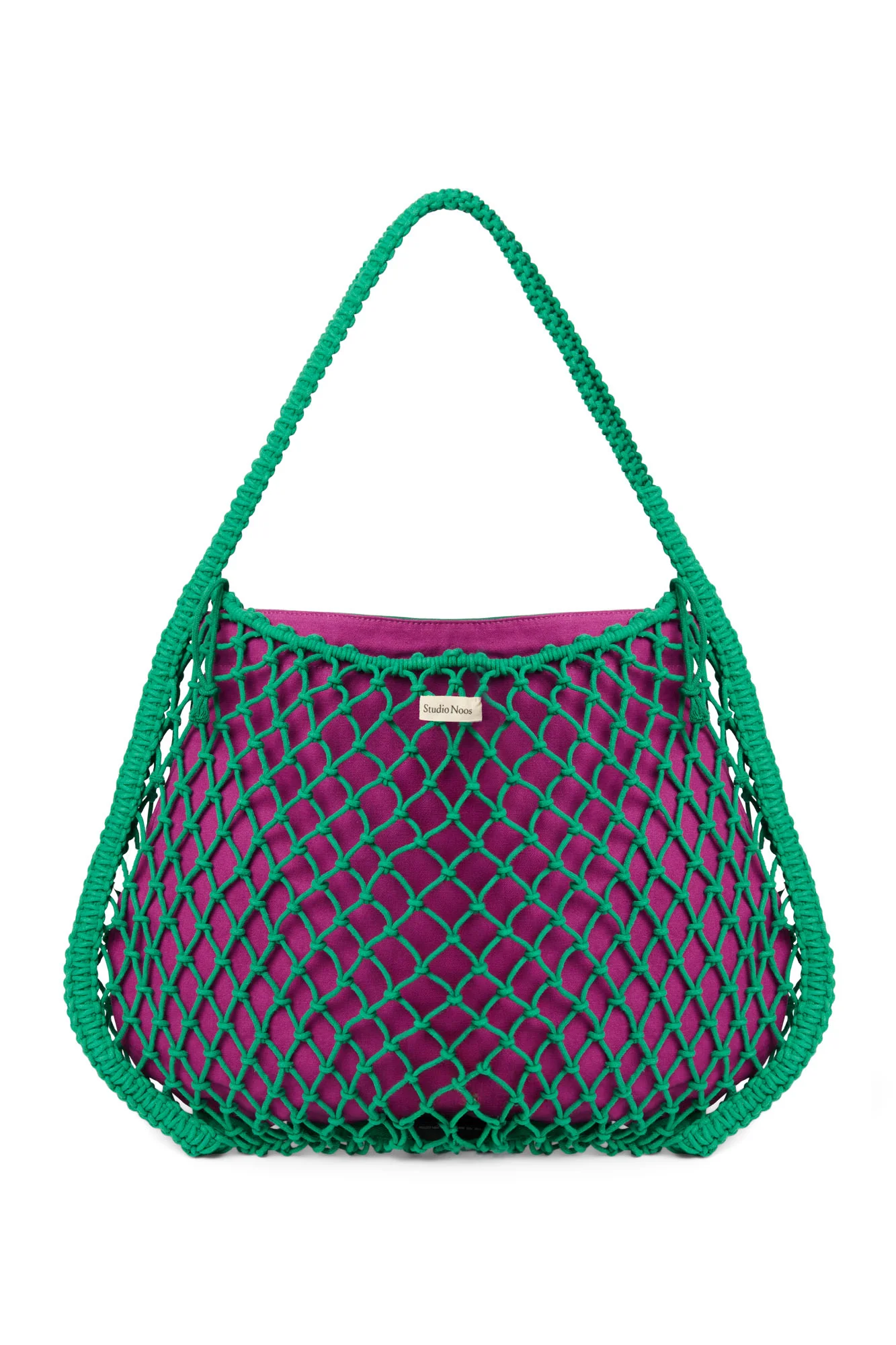 Purple-Green Reversible Insert | Green Macram&eacute; Mom Bag with