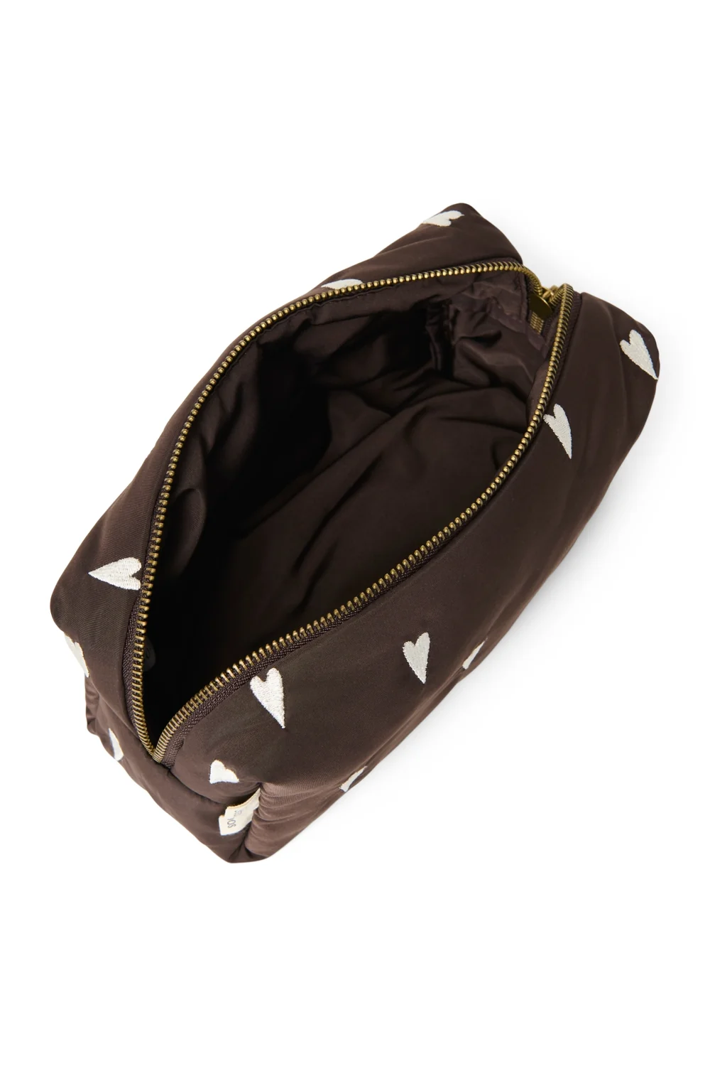 Puffy Pouch | Brown Hearts