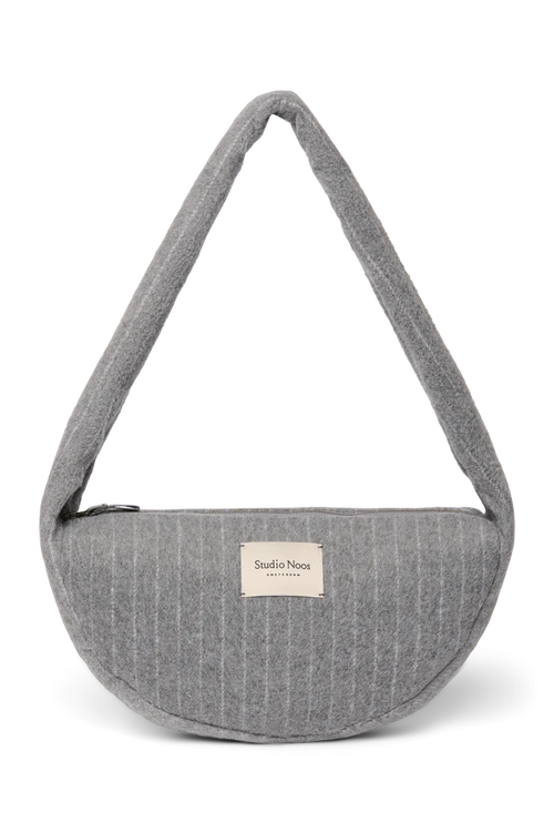 Flannel Chalkstripe Mini Cross Body Bag | Light Grey