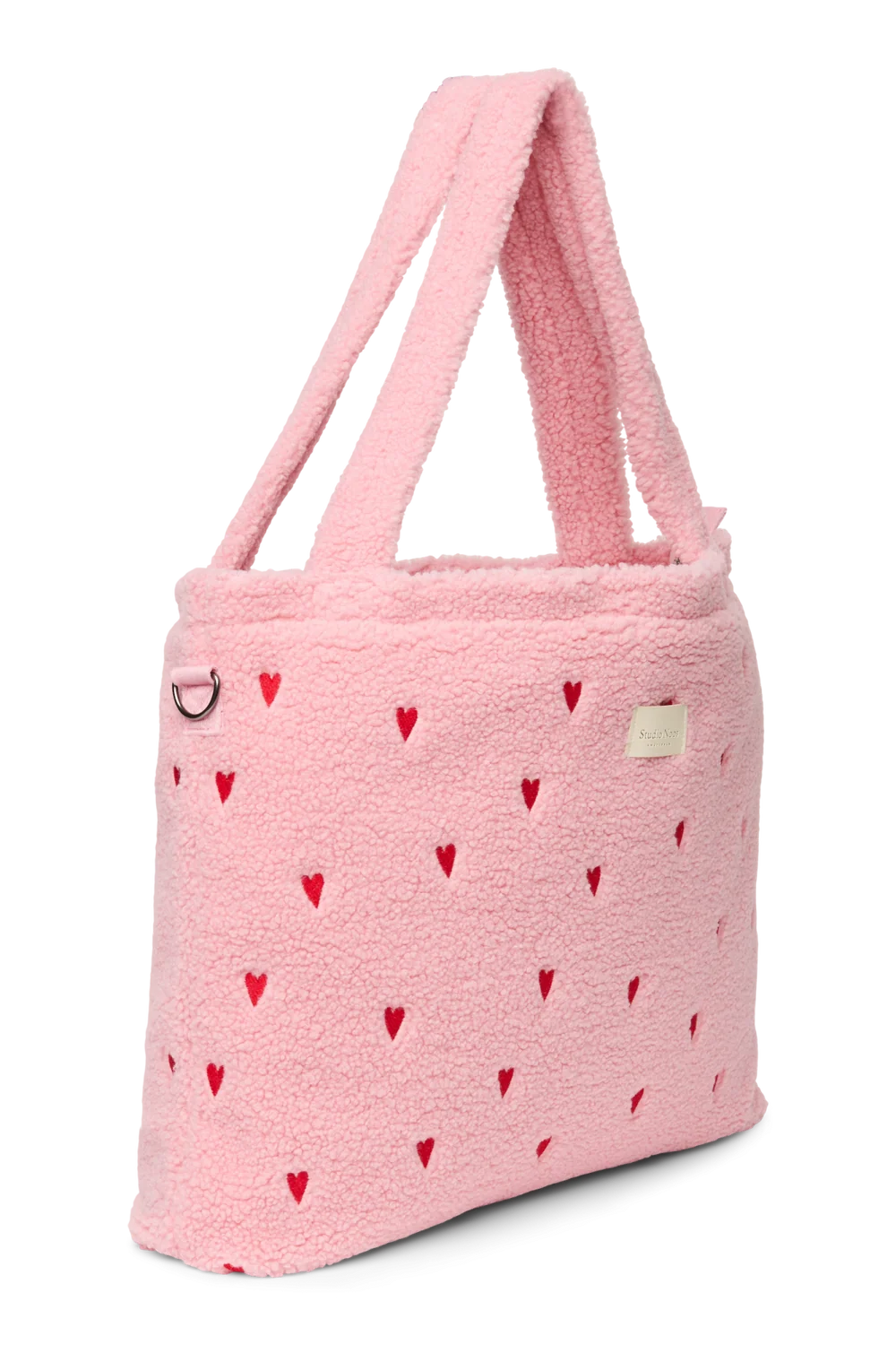Teddy Diaper Bag | Light Pink Hearts