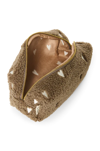 Teddy Pouch | Brown Hearts