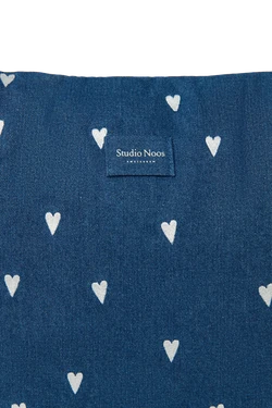 Denim Diaper Bag | Dark Blue White Hearts
