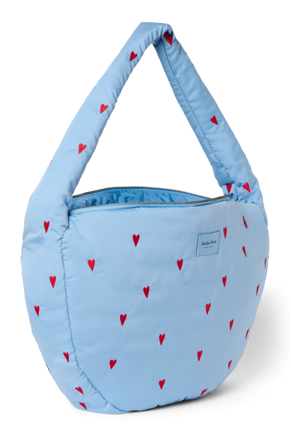 Puffy Cross Body Bag | Light Blue Hearts