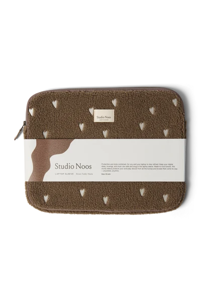 Teddy Laptop Sleeve 15 Inch | Brown Hearts
