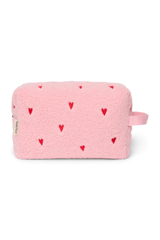Teddy Toiletry Bag | Light Pink Hearts