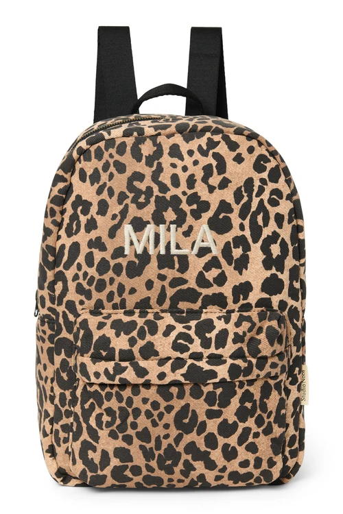 Cotton Midi Backpack | Brown Leopard