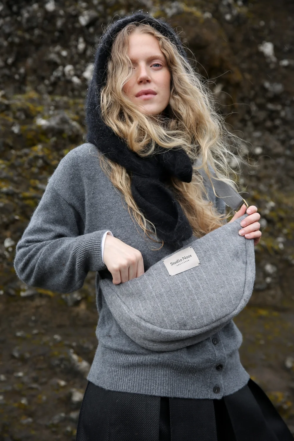 Flannel Chalkstripe Adult Fanny Pack | Light Grey