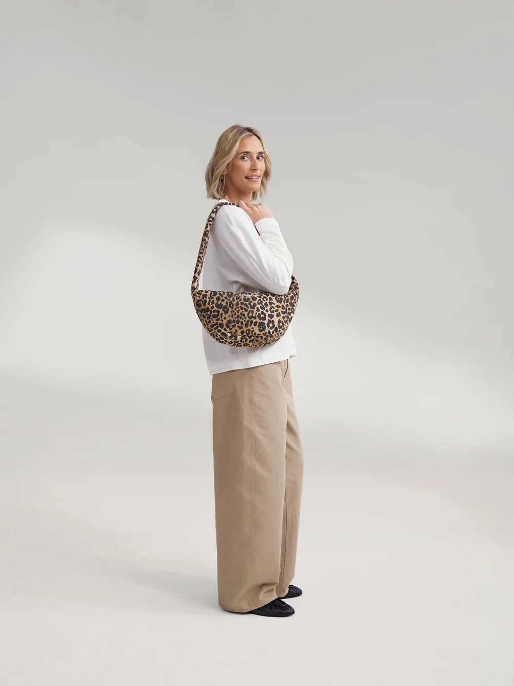 Cotton Mini Cross Body Bag | Brown Leopard