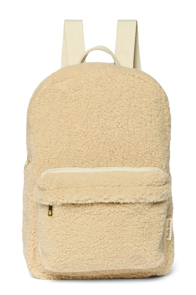 Teddy Midi Backpack Front Pocket | Ecru