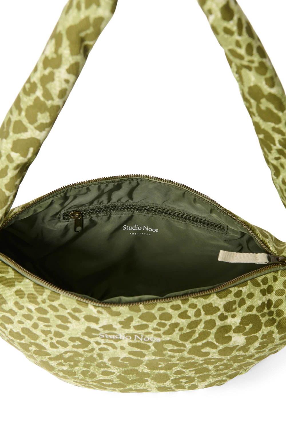 Cotton Mini Cross Body Bag | Green Leopard