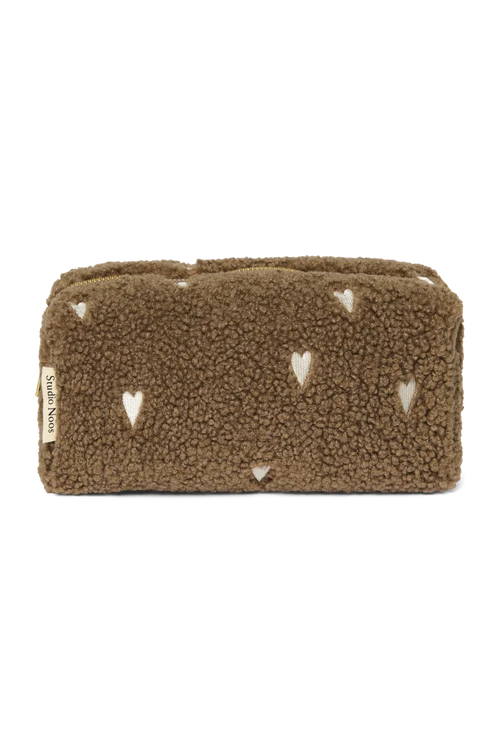 Teddy Pouch | Brown Hearts