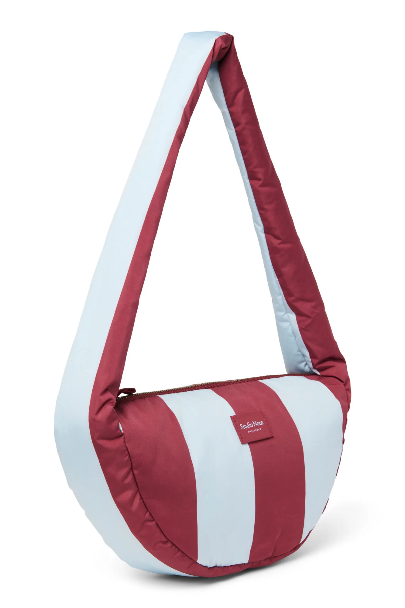 Bold Stripe Mini Cross Body Bag | Bordeaux/Light Blue