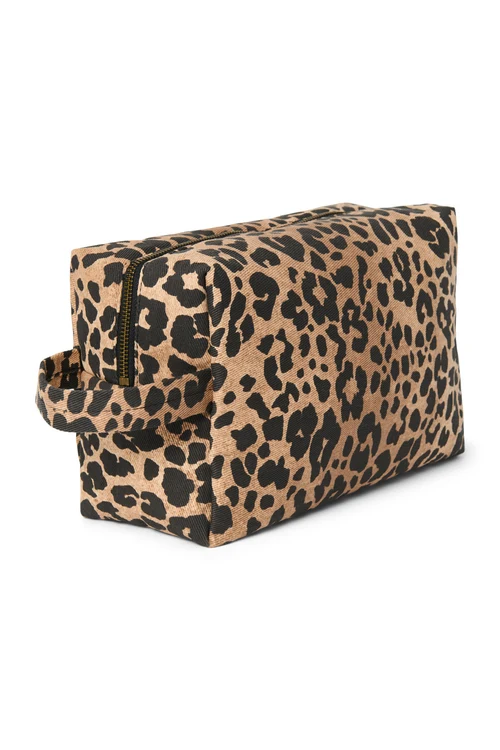 Cotton Toiletry Bag | Brown Leopard