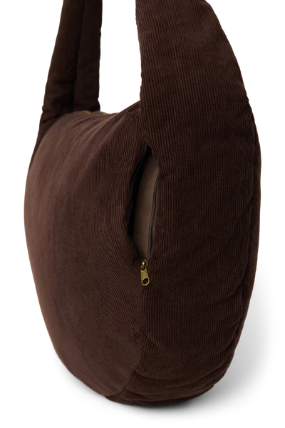 Rib Puffy Cross Body Bag | Dark Brown