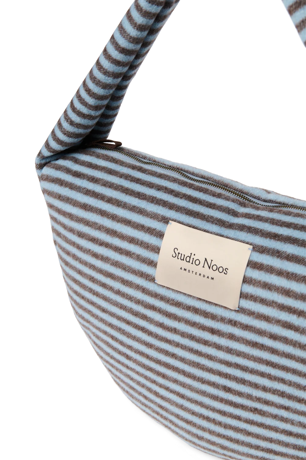 Stripy Wool Cross Body Bag | Light Blue / Brown