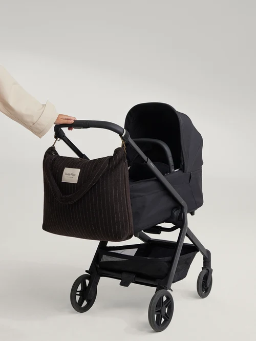 Flannel Chalkstripe Diaper Bag | Brown