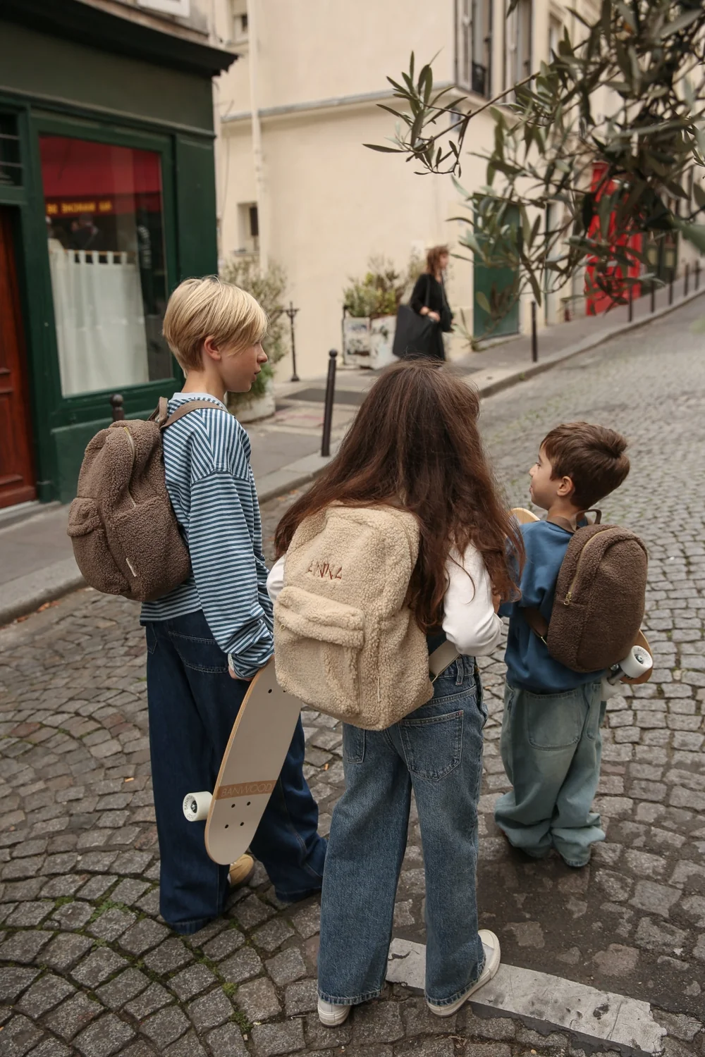 Teddy Midi Backpack Front Pocket | Ecru