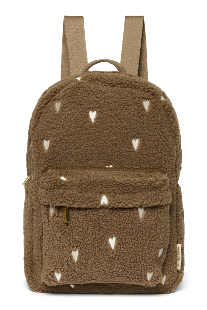 Teddy Midi Backpack | Brown Hearts