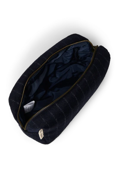 Flannel Chalkstripe Pouch | Dark Blue