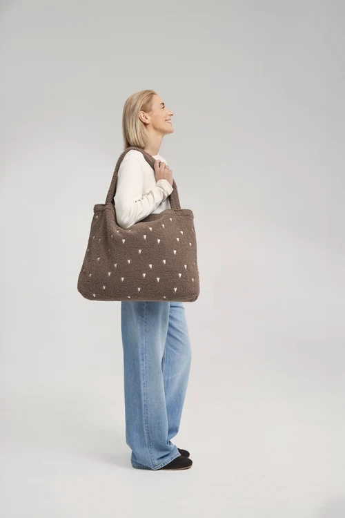 Teddy Mom Bag | Brown Hearts
